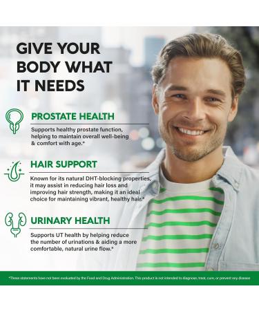 Saw Palmetto for Men 640mg - Pumpkin Seed | Nettle | Zinc & Pygeum - Prostate Health & Urinary Supplement - DHT Blocking & Hair Support - 45% Fatty Acids Clinical Strength - Made in USA 120 Capsules 120 Count (Pack of 1) - Buy Online on GoSupps.com