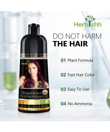 Herbishh Magic Hair Dye Shampoo for Gray Hair - 500ml Long Lasting 3-in-1 Ammonia-Free Hair Color (Burgundy) - Buy Online on GoSupps.com