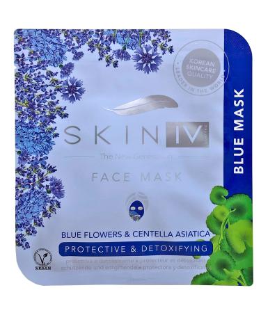 Skin IV Korean Protective & Detoxifying Face Sheet Mask With Blue Flowers & Centella Asiatica For All Skin Types 25 ML