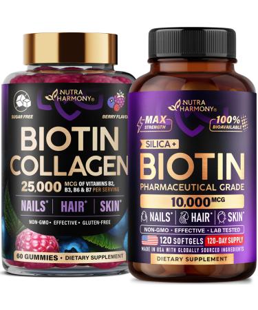 NUTRAHARMONY Biotin Collagen Gummies & Biotin with Silicon Softgels