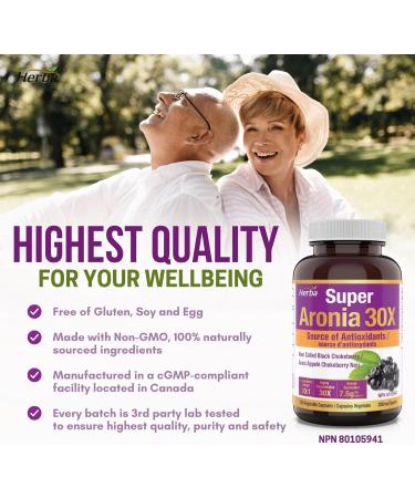Herba Aronia Berry Extract 120 Capsules | 7 500mg Equivalent Per Capsule - 30:1 Extract | Black Chokeberry Supplement | 100% Natural Aronia Berry Powder in Vegetable Capsule | Made in Canada - Buy Online on GoSupps.com