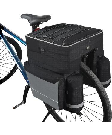 Pucuwu 3-in-1 Bike Bag | 68L Waterproof Rear Seat Carrier Trunk Bag | Reflective Trim | Multifunction Saddle Bags with Rain Cover - Black - Buy Online on GoSupps.com