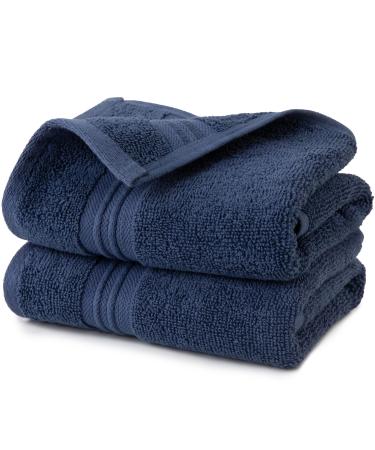 Sticky Toffee Blue Hand Towels Set for Bathroom, Oeko-Tex Terry Cotton, Soft and Absorbent Hand Towel, 500 GSM, Set of Two, 16 in x 28 in 2 Piece Hand Towels Blue