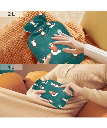 Cute Christmas Penguins Hot Water Bottle | Soft & Warm 1L Cover for Winter Bed Hand Neck & Shoulders - Buy Online on GoSupps.com