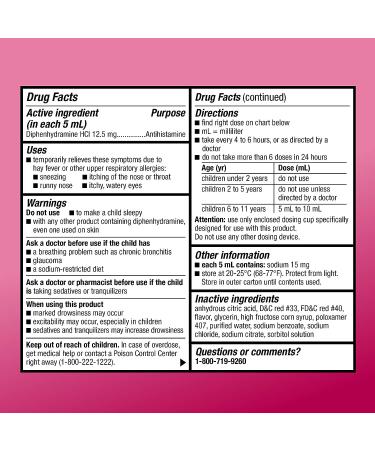 Amazon Basic Care Children's Allergy Relief Oral Solution - Diphenhydramine HCl Antihistamine - Cherry Flavor - 8 Fl Oz (Pack of 1) - Ages 6-11 Years - Buy Online on GoSupps.com