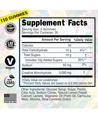 WILD GAINZ Creatine Monohydrate Gummies Bundle Strawberry & Lemon | 5000mg Sugar-Free Vegan Non-GMO Gluten-Free | Supports Muscle Growth Strength & Focus | Made in USA 270 Total Chews - Buy Online on GoSupps.com