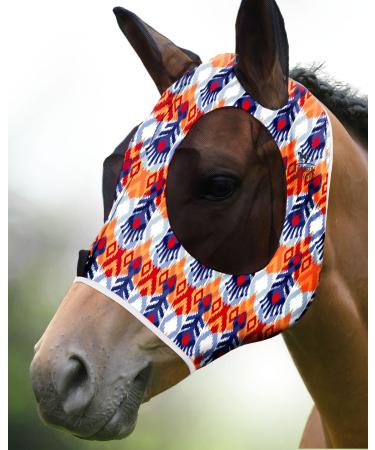 Harrison Howard Super Comfort Stretchy Fly Mask Large Eye Space with UV Protection Skin with Breatatability Federsprint (M) Medium spring printing
