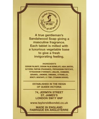 Sandalwood Bath Soap 200g Bar - Taylor of Old Bond Street - Buy Online on GoSupps.com