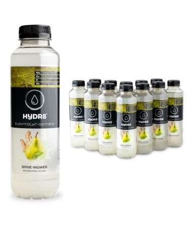 HyDR8 electrolyte drink without sugar with a refreshing pear -in -irous taste - electrolyte sports and celebrations - electrolytes without sugar - 5 electrolyte including magnesium (12 x 500ml including deposit)
