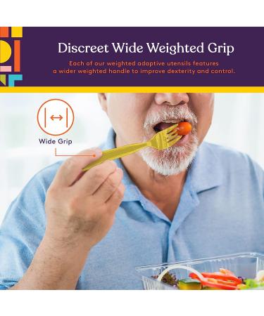 Special Supplies Adaptive Utensils (4-Piece Stainless Steel Set) Heavy Weighted, Non-Slip Handles for Hand Tremors, Arthritis, Parkinson's, Elderly Use 7oz Each Gold - Buy Online on GoSupps.com