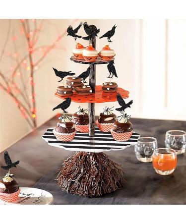 24Pcs Black Crow Cupcake Toppers Glitter Raven Halloween Cupcake Picks for Horror Crow Halloween Theme Birthday Party Cake Decorations Supplies - Buy Online on GoSupps.com