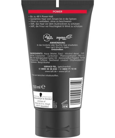 Henkel Beauty Care Taft Styling Gel Power with holding level 5 150 ml hair gel for strengthened hair and without sticking gel for up to 48 hours of hold even in damp and wind 150 ml 1er Pack - Buy Online on GoSupps.com