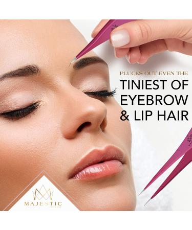 Majestic Bombay Pink Fine Point Tweezers - Precision Stainless Steel Tweezers for Splinter, Tick, Hair Removal - Buy Online on GoSupps.com