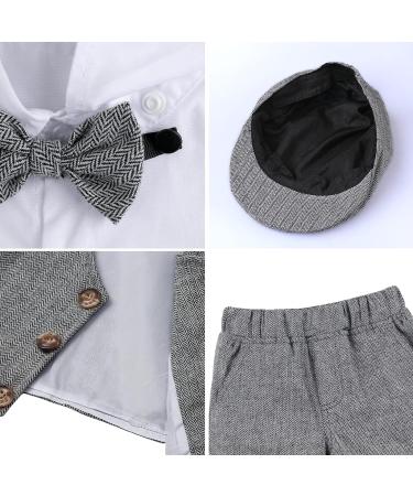 Mint Green Baby Boys Herringbone Tweed Suit Set 4pcs | Dark Gray Wedding Outfit 1-4 Years - Buy Online on GoSupps.com