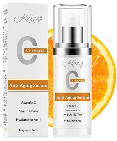 Face Serum Vitamin C | Niacinamide, Hydrating 20% Vitamin C & Hyaluronic Acid for Brightening, Even Tone & Wrinkle Reduction | Anti-Aging, Fragrance-Free, 1 Fl. Oz, Recommended by Professionals