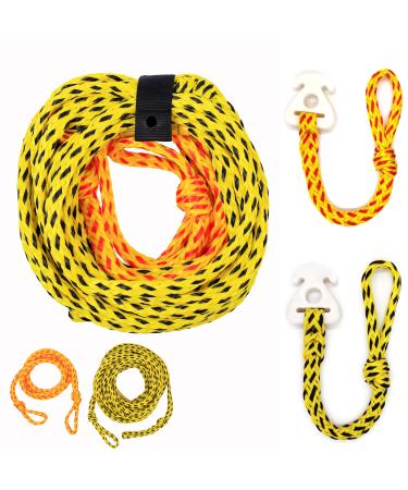 Towable Tube Tow Rope Connector Harness Water Ski Rope Wake Board Line Connection Water Sports Accessories Lake Boat for Tubing towrope6k+connector2pack