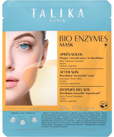 Talika Bio Enzymes After Sun Mask - Moisturizing & Soothing Fast Repair Face Mask - Biocellulose Sun Care Mask - Second Skin Effect Beauty Sheet Mask - 20g - Buy Online on GoSupps.com