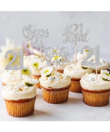 Rsstarxi 24 Pack 21st Birthday Cupcake Toppers Glitter Leg Al 21 Cupcake Toppers Twenty One Hello Cheers to 21 Cupcake Picks for Happy 21st Anniversary Birthday Party Cake Decorations Silver Silver 21st - Buy Online on GoSupps.com