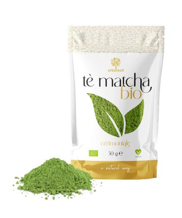 ERBOTECH Th Matcha Grade C r moniel T Vert Japonais en Poudre Biologique en Sachet de 50 gr Th Matcha Naturel 100% Id al pour les Desserts Smoothies Th Froid Vegan