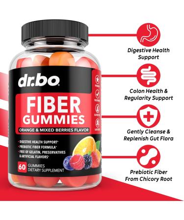 DR. BO Fiber Gummies & Colon Cleanse Supplements - Tasty Gummy Prebiotic Fiber Supplement - Super Colon Magic Bowel Movement Support for Gut & Stomach Cleansing - Buy Online on GoSupps.com