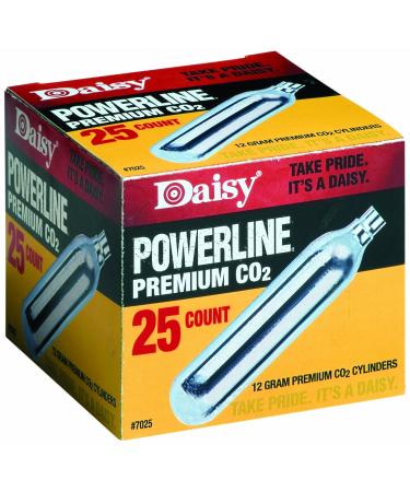 Daisy Outdoor Products 25 Count CO2 Cylinder, Silver, 12gm