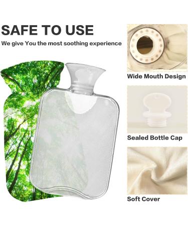 Buy NAANLE Transparent Hot Water Bottle with Tree of Life Cover - 1L Heat Bottle for Back Pain Relief & Cold Therapy | Green Forest Design - Buy Online on GoSupps.com