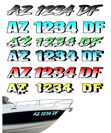 VulgrCo 2 Pack Pair Boat Registration Numbers Custom Personalized State Watercraft Vinyl Decal Sticker Tag Reg Number Lettering Premium Gradient Print