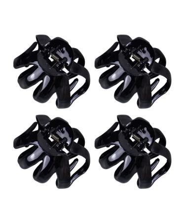 AUEAR, Octopus Clip Jaw Hair Claw Spider Hair Claw Clips Hairpins for Thick Hair (Black, 4 Pcs, 3.15