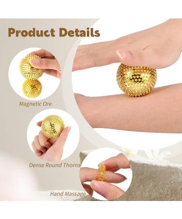 Magnetic Massage Ball Set - 6 Hedgehog Balls & 20 Acupressure Rings for Stress Relief | Gold Yoga Massage Tools - Buy Online on GoSupps.com