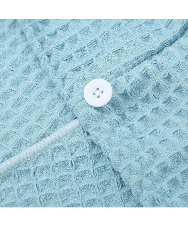 Buy Hair Drying Towel Turban - Waffle Button Wrap for Long Hair | Women's Shower Hair Wrap - Blue - Buy Online on GoSupps.com
