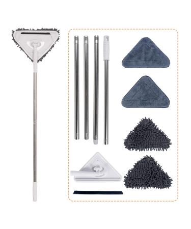Wall Cleaner with Long Handle - 75in Ceiling Mop Wall and Baseboard Cleaning Tools with Extension Pole, Triangle Rotatable Adjustable Wall Duster Scrubber for Painted Walls Window(4 Replacement Pads) 75in Wall Mop