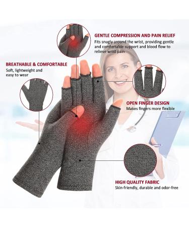 Zexhoor Arthritis Compression Gloves - 2 Pairs for Women Men, Carpal Tunnel Pain Relief, Fingerless for Typing, Daily Work - Medium Brown/Grey (1 Pair Each) - Buy Online on GoSupps.com