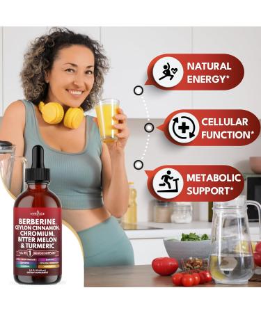 Berberine with Ceylon Cinnamon Supplement Liquid Drops + Bitter Melon Extract Glucomannan Gymnema Chromium Turmeric Panax Ginseng Moringa- 4 OZ 2 Fl Oz (Pack of 2) - Buy Online on GoSupps.com