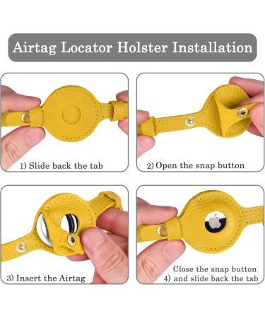 Oopsdoggy Leather Airtag Cat Collar with Bell - Tear-Resistant GPS Collar for Cats & Small Dogs - Light Yellow | Apple Airtag Holder - Buy Online on GoSupps.com