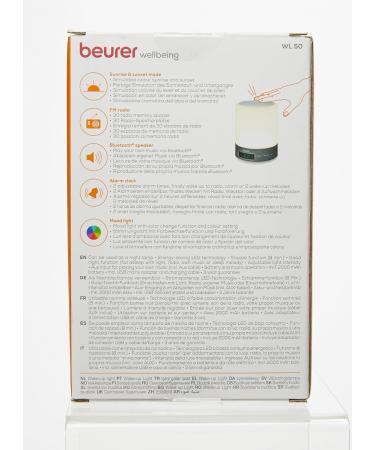 Beurer WL 50 Light Alarm Clock - LED Mood Light & Sunrise Sunset Simulation | Supports Sleep Rhythm | International Shipping - Buy Online on GoSupps.com