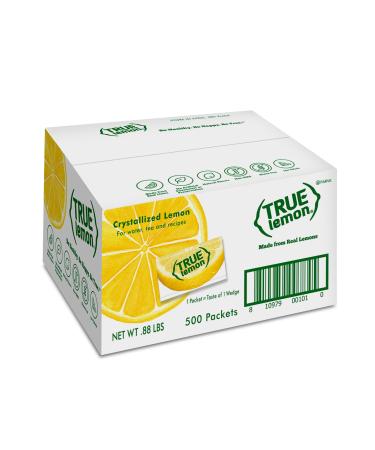 TRUE LEMON Water Enhancer, Bulk Pack (Pack of 500), 0 Calorie Drink Mix Packets For Water, Sugar Free Lemon Flavoring, Lemon Flavoring Powder Packets, Water Flavor Packets Made with Real Lemons Lemon Bulk Pack 0.03 Ounce (Pack of 500)