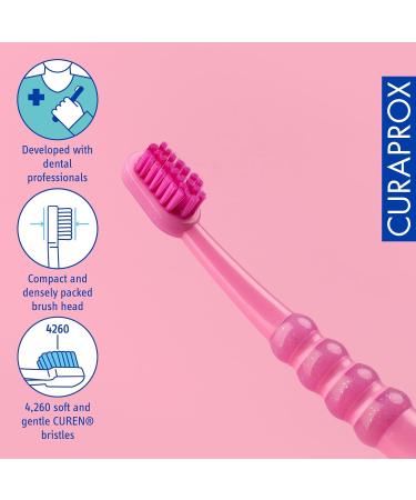 Curaprox Baby Gift Set - Pink Teething Ring Pacifier & Ultra-Soft Toothbrush | Ideal International Gift for Babies - Buy Online on GoSupps.com