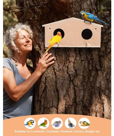 PetNanny Parakeet Nesting Box with Bamboo Bird's Nest & Coconut Shreds - Birdhouse Kit for Breeding & Playtime | Ideal for Parrots, Swallows, and Small Birds - Buy Online on GoSupps.com