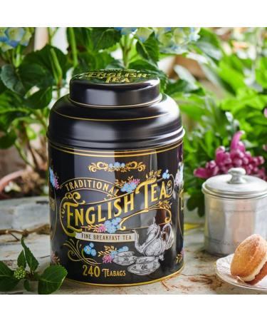 New English Teas Vintage Victorian Tea Tin in Black with 240 English Breakfast Teabags - Buy Online on GoSupps.com