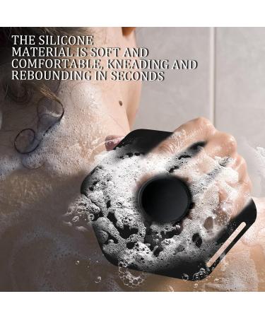 Silicone Body Scrubber & Storage Hook - Handheld Shower Cleansing Brush for Gentle Exfoliating and Massage - Removes Dead Skin - Black - Buy Online on GoSupps.com