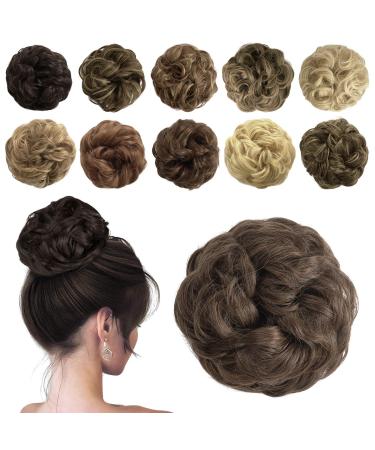 Sofeiyan hair part hair tendrils updos Unordered ponytail chignon wavy messy chignon hairstyles hair extensions for women medium brown & light chestnut brown mixed 40g medium brown & light chestnut brown mixed