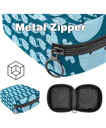 Shop Portable Women's Binding-Storage Bags | Menstrual Cup Pocket & Pads for Teens - Cute Blue Whales Design - Buy Online on GoSupps.com
