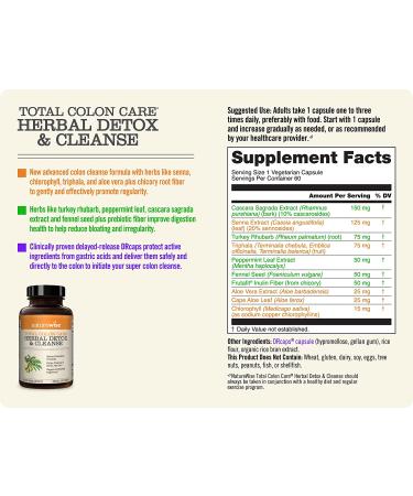 NatureWise Total Colon Care Herbal Detox - 60 Vegetarian Capsules for Digestive Health - Buy Online on GoSupps.com