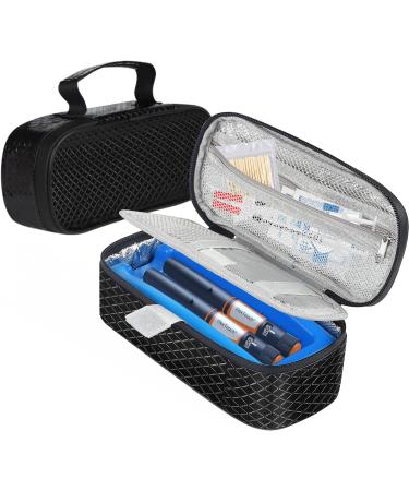 Insulin Cooler Travel Case - Diabetic Medication Organizer with Ice Brick for Insulin Pen - Black - Buy Online on GoSupps.com