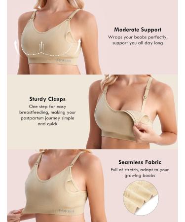 HOFISH Hands Free Pumping Bra | Seamless Nursing Maternity Bra for Pregnancy/Breastfeeding | S-2XL Sizes | Beige XXL Pumping Bra - Buy Online on GoSupps.com