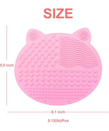  2-Pack Makeup Brush Cleaning Mat Cute Cat Animal Design Silicone Portable Brush Cleaner Pad Washing Tools with Suction Cups (Green+Pink) - Buy Online on GoSupps.com