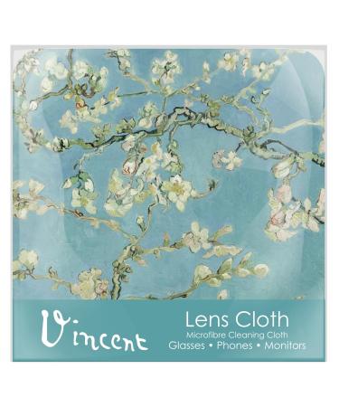 Quality Microfiber Lens Cleaning Cloth - 6 x6 - for Eyeglasses Sunglasses Phones Screens Blue-Light Glasses Monitors - Fine Art Design - van Gogh Almond Blossom