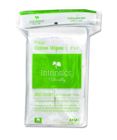 Intrinsics Petite Cotton Wipes - 2"x2", 4-ply 100% Cotton, 200 Count