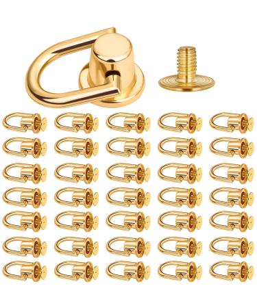 40 Pieces D Rings Rivets for Leather Purse Gold Ball Studs Rivets