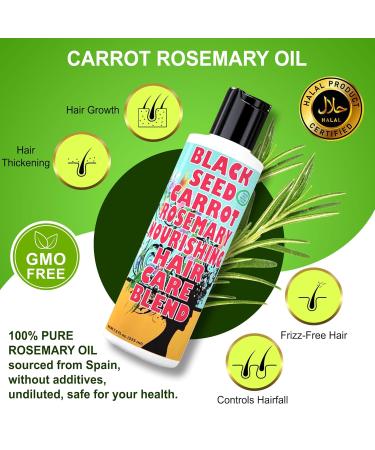 SweetSunnah Natural Black Seed & Carrot Rosemary Hair Growth Oil - 5 fl oz (150 ml) | Boost Hair Growth & Nourish Scalp - International Shipping Available - Buy Online on GoSupps.com